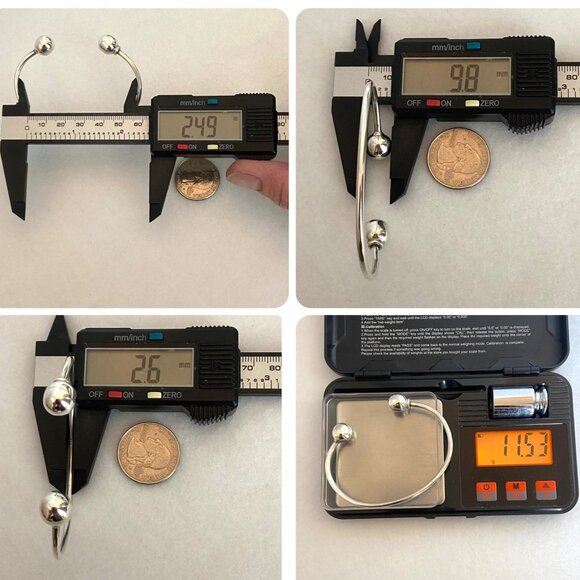 Sterling Silver 925 10MM Removable Bead Ball Cuff Charm Bracelet Sz 6.75" - Picture 11 of 16